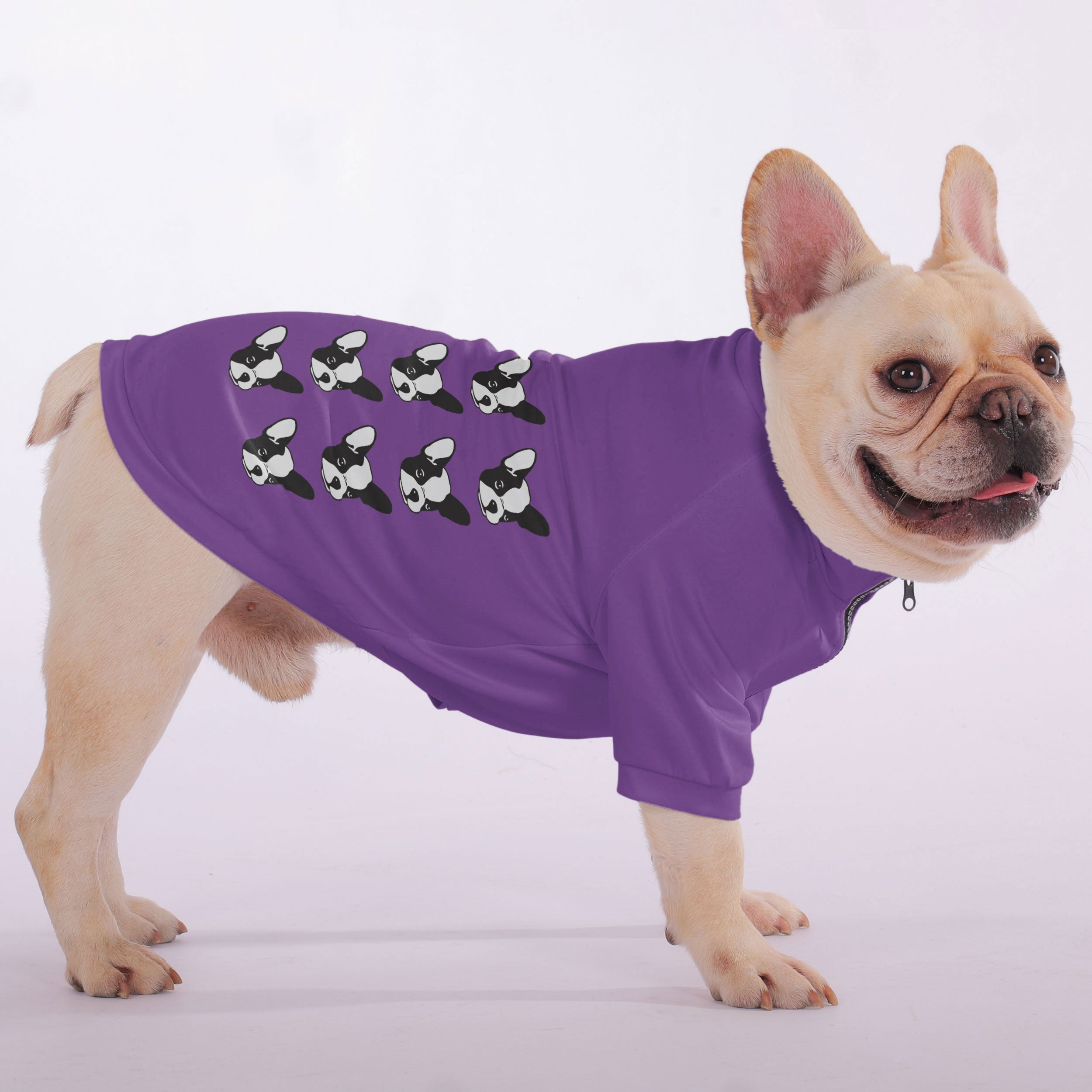 - Dog Owner Snuggly Zip-up Sweatshirt For French Bulldogs Indoor Comfort