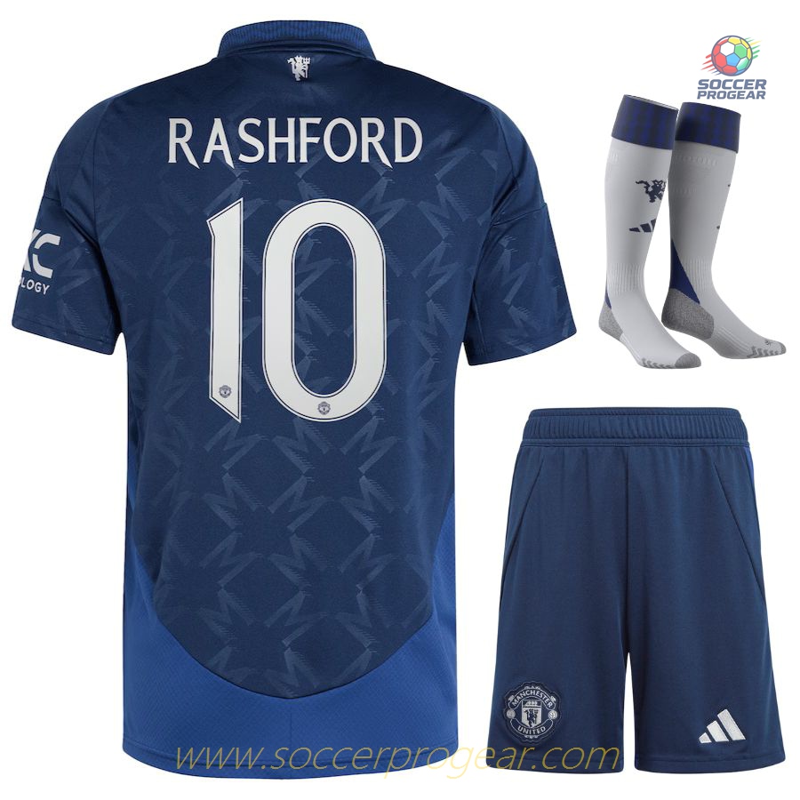 Manchester United Away Child Kit Team Jersey 2024-2025 Season Rashford