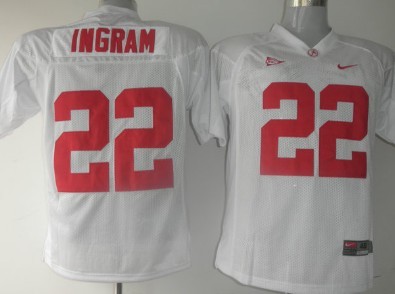 Men's Bama Crimson Tide White 2024 official licensed Ingram White #22