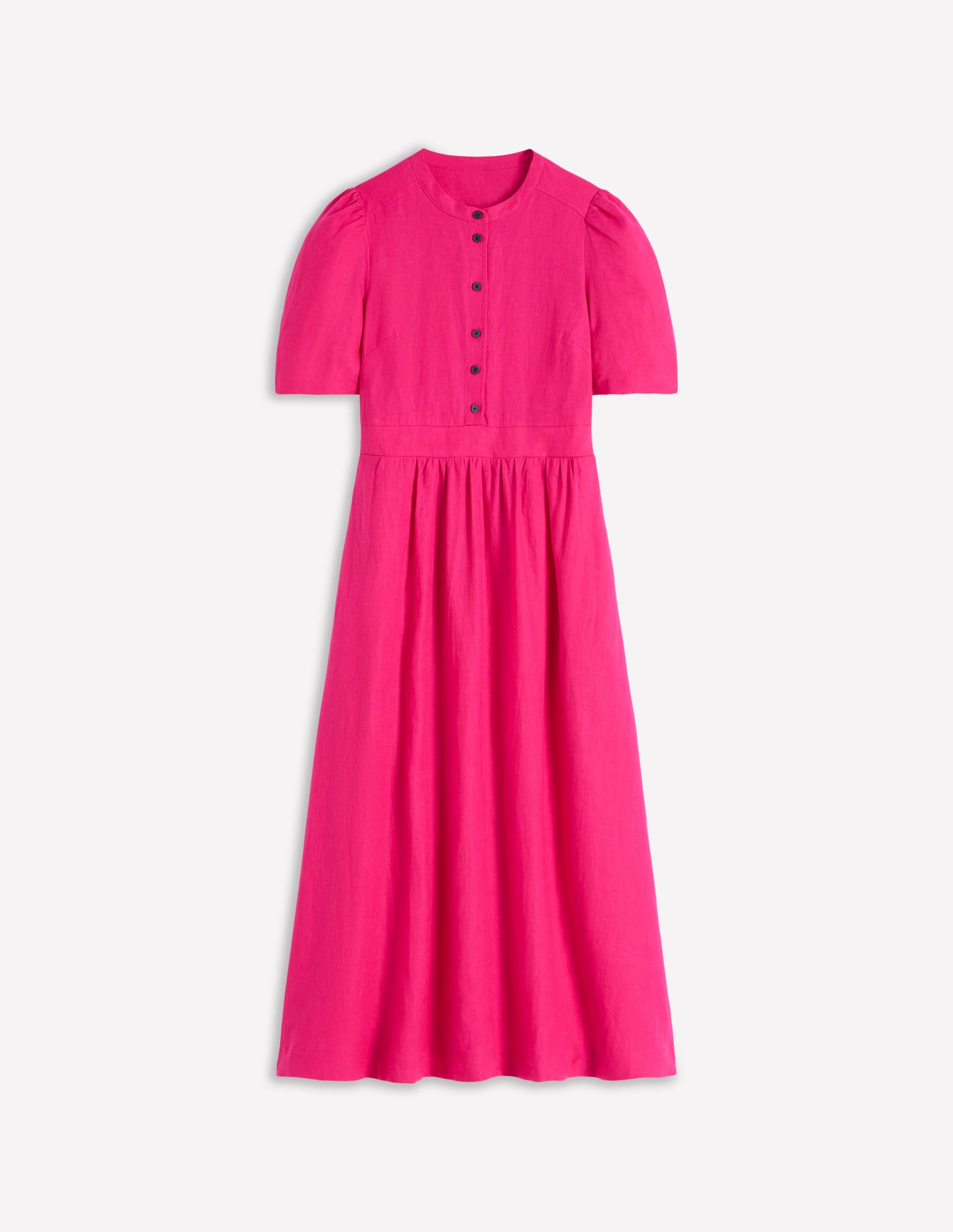 Ivy Placket Linen Midi Dress