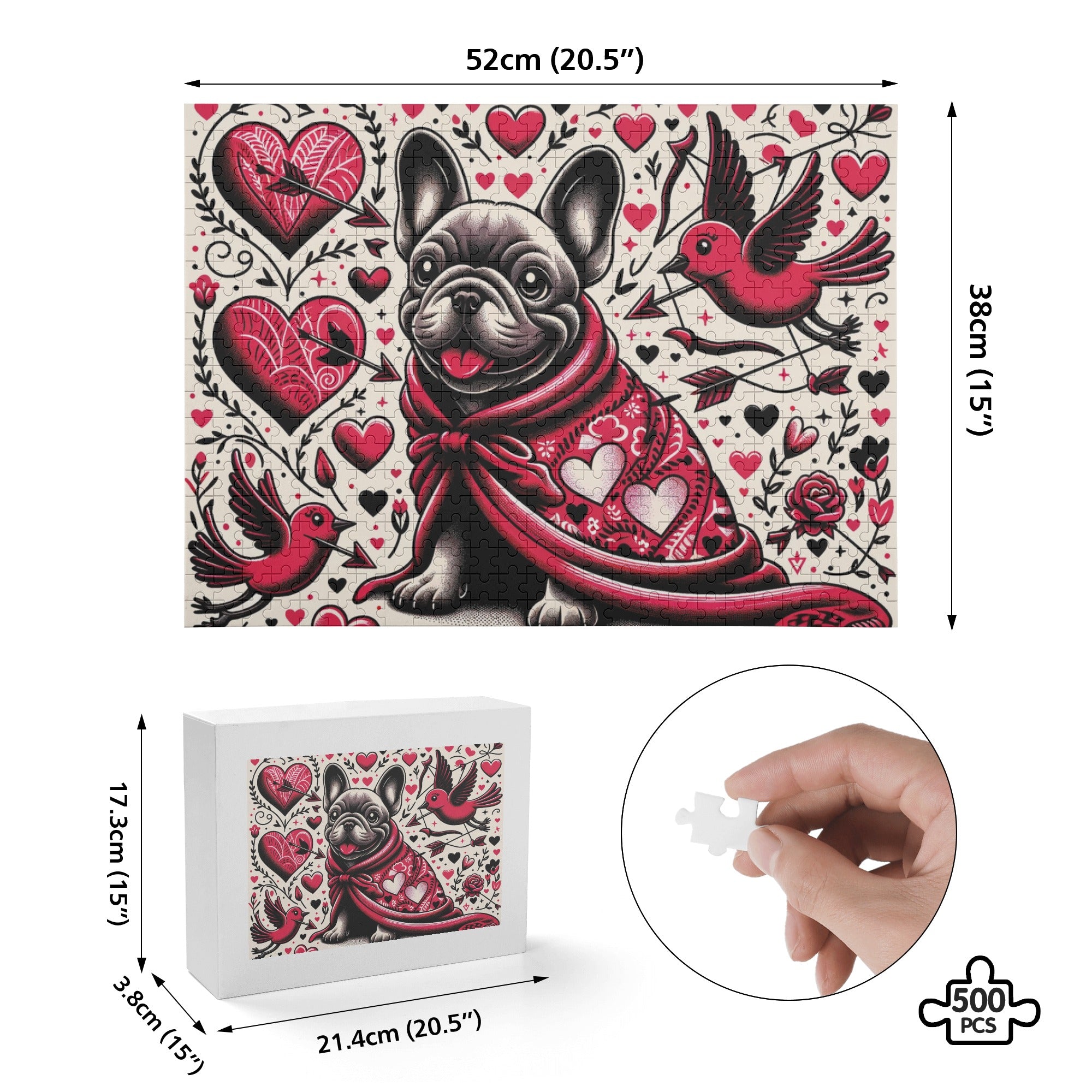 Frenchie-Fan Durable Roxy - 500-piece Wooden Puzzle for Home Use Durable