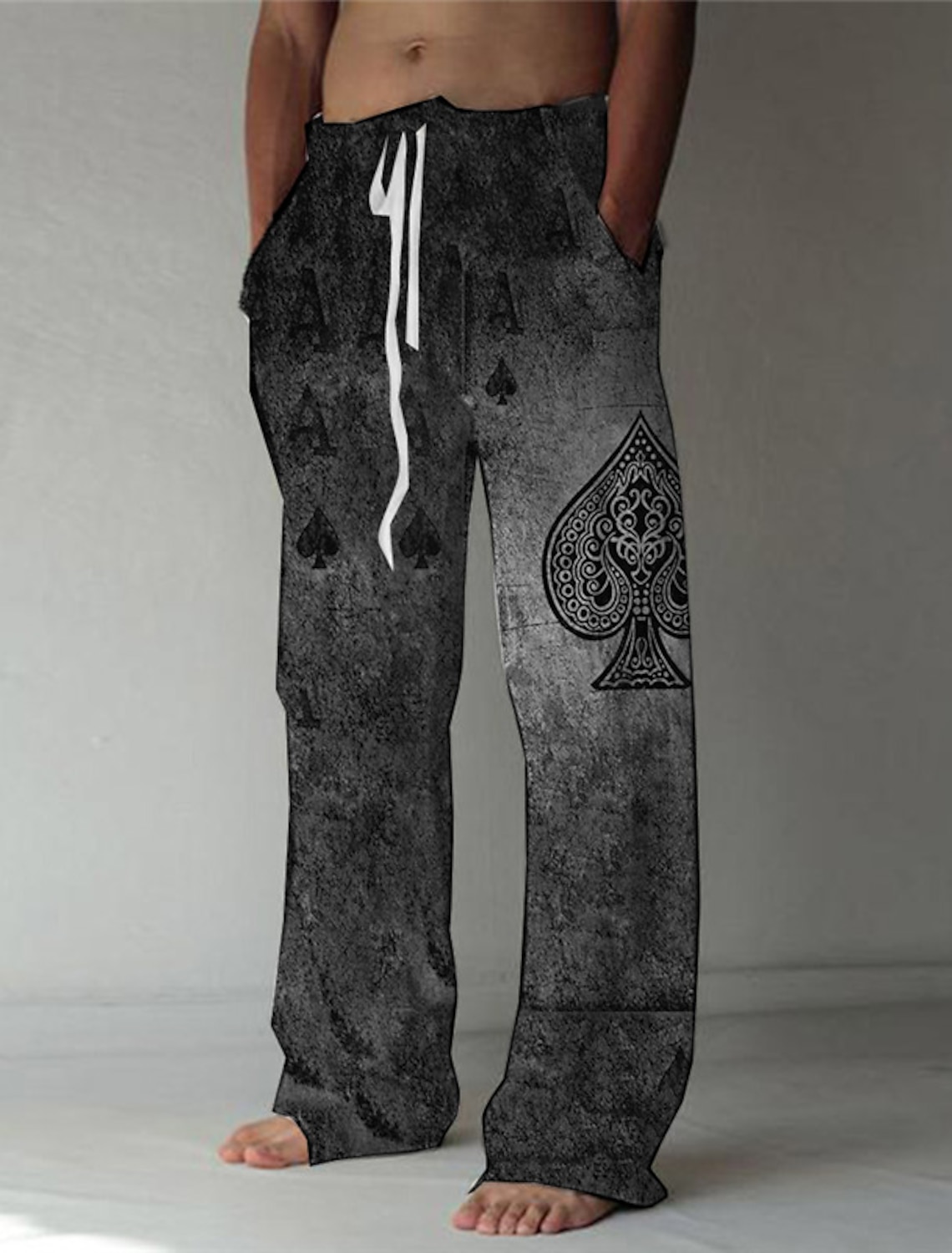 Men's Trousers Summer Pants Beach Elastic Drawstring Design Front