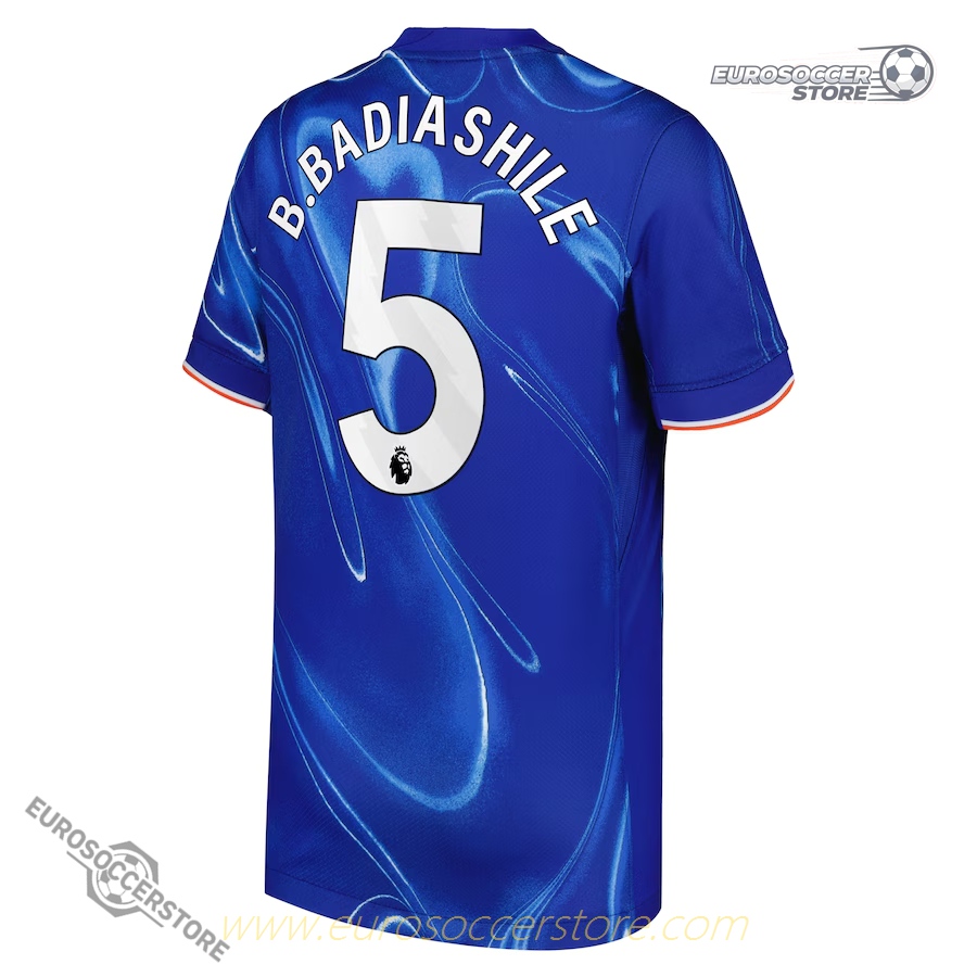 Chelsea 24-25 Home Jersey featuring B.Badiashile with the number 5