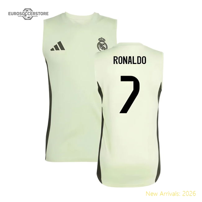 Top-Quality 2025-2026 Real Madrid Sleeveless Training Jersey (Almost Lime) (Ronaldo