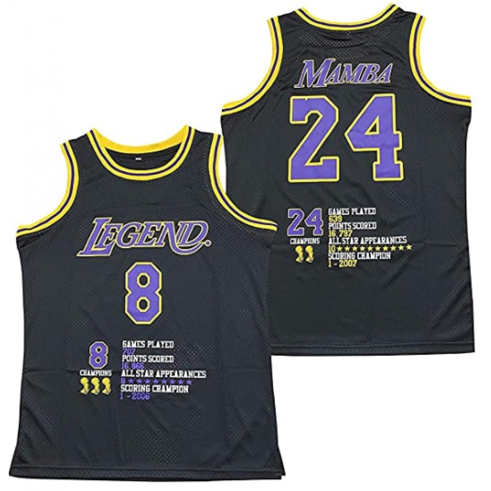 Men's Los Angeles Lakers Front #8 'Legend'Back #24 'Mamba'Kobe Bryant Black Stitched Jersey