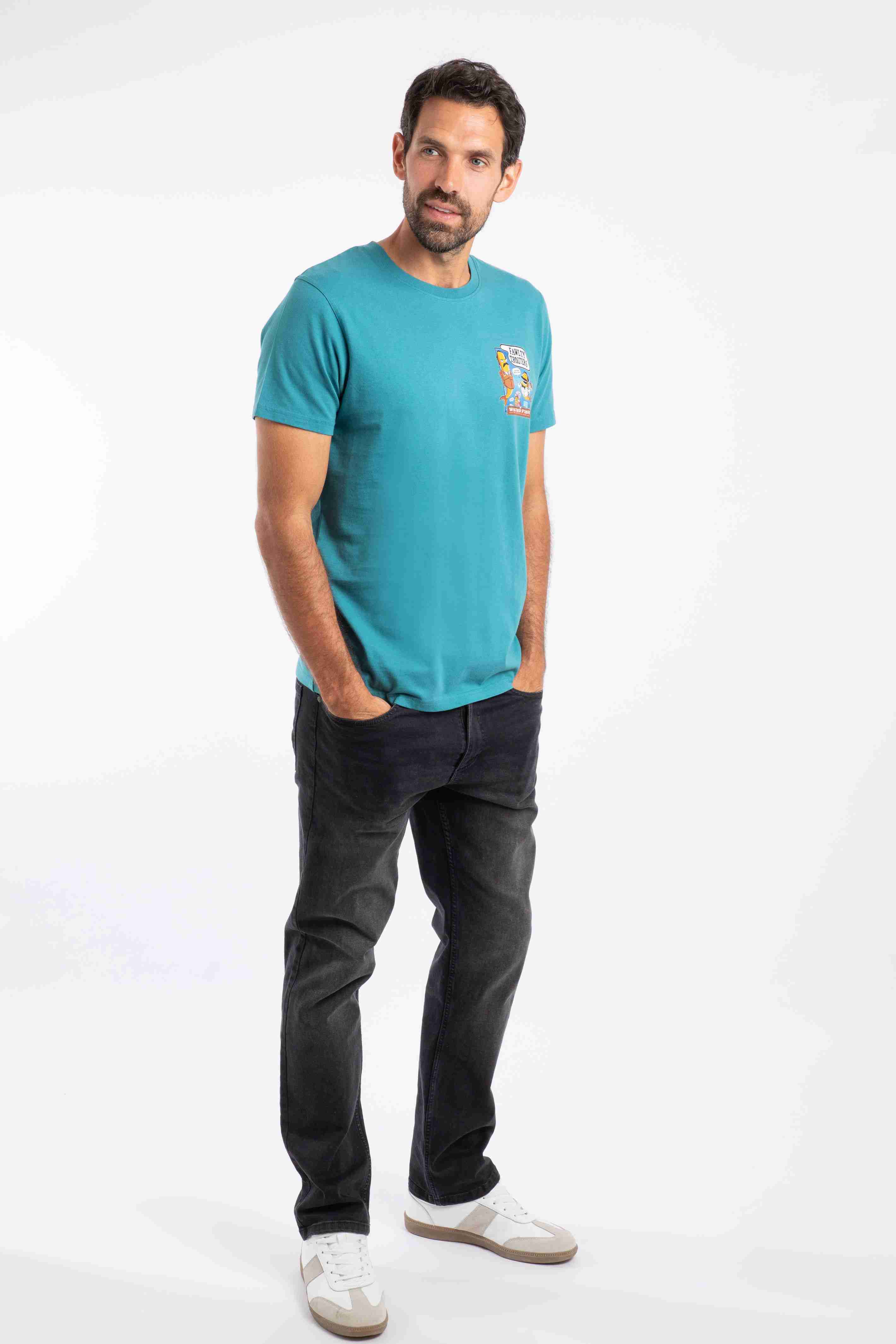 Fawlty Trouters Back Print Artist T-Shirt Deep Teal