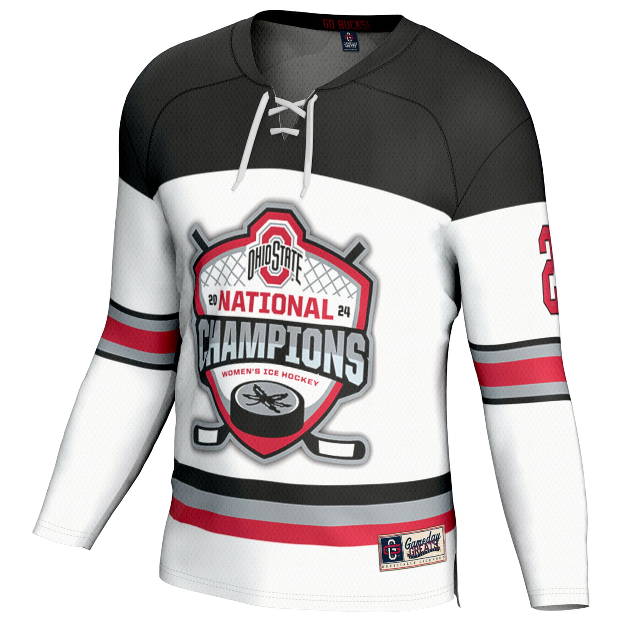 Ohio State Buckeyes GameDay Greats Unisex 2024 NCAA Women's Ice Hockey National Champions Fashion Jersey - White