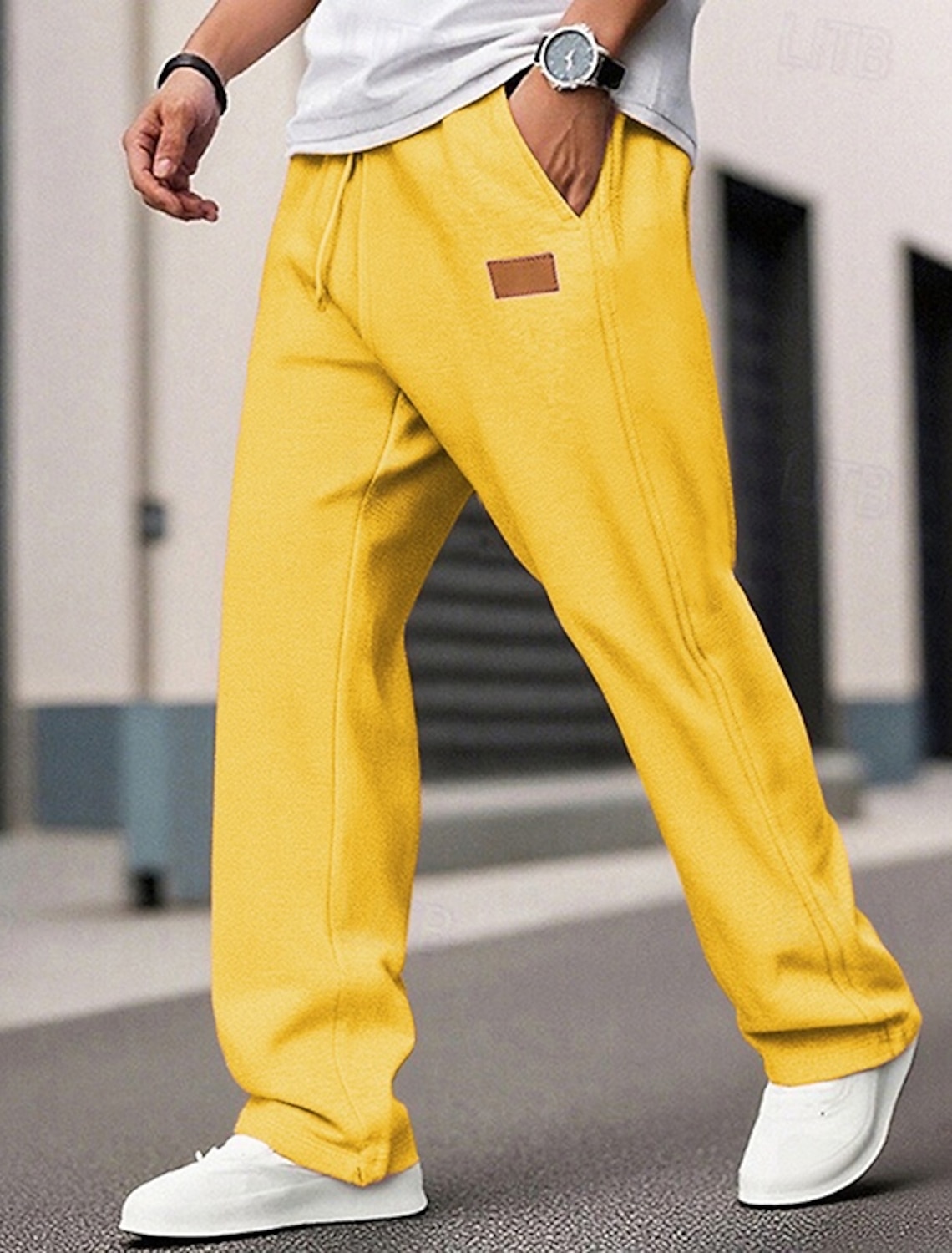 Men's Sweatpants Trousers Straight Leg Drawstring Pocket Elastic Wa #1