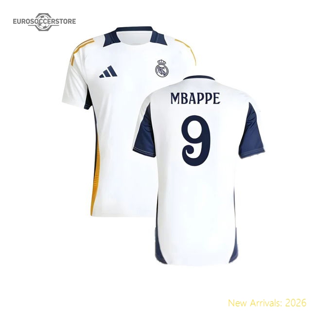 High-Quality 2024-2025 Real Madrid Training Tee (White) (Mbappe 9)