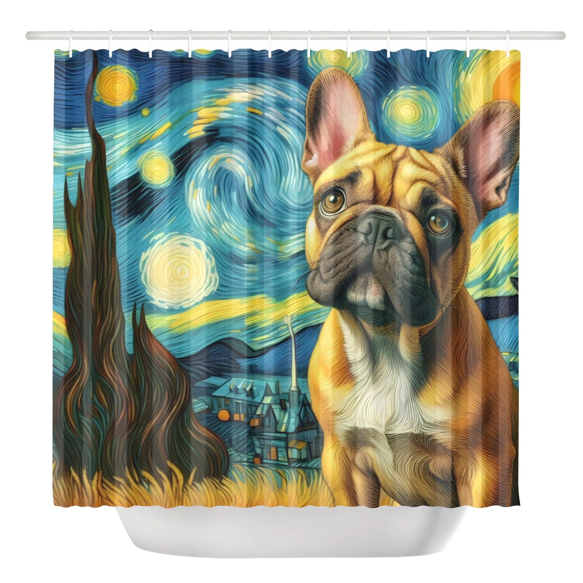 French Bulldog Stormy Shower Curtain For Frenchie Lovers Durable Dog Item