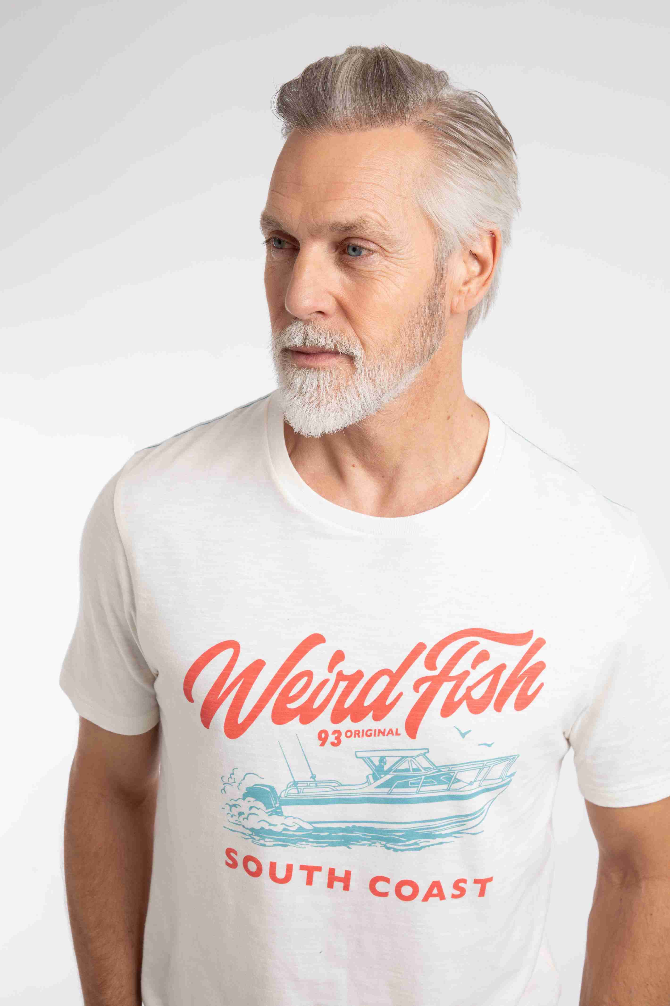 South Coast Front Print Graphic T-Shirt Dusty White