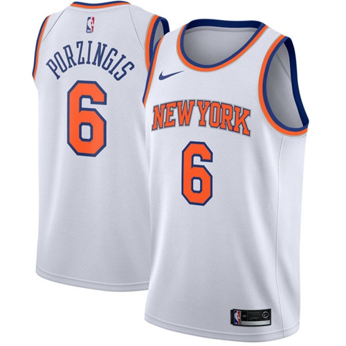 Durable NY Knicks #6 Kristaps Porzingis 2024 Icon NBA Swingman Jersey