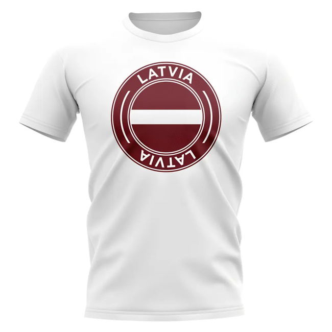 Championship Latvia Football Badge T-Shirt (White) Climate-Control