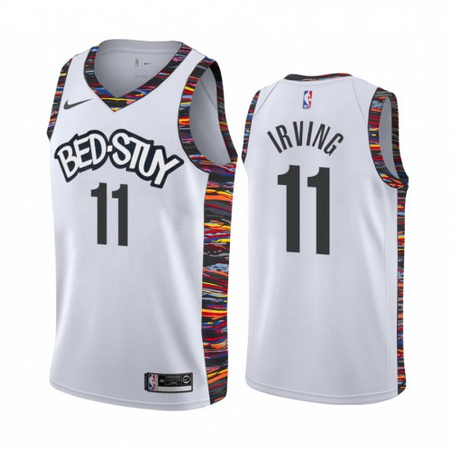 White Nike Kyrie Irving #11 Nets Jersey - Mesh Fabric Game Day Wear
