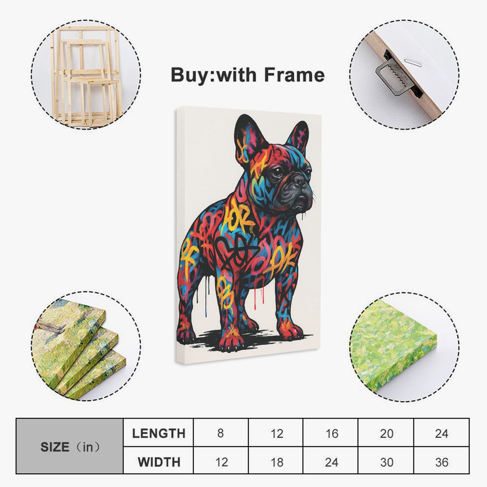 French Bulldog Bandit Vertical Canvas Painting Essential Dog Supply