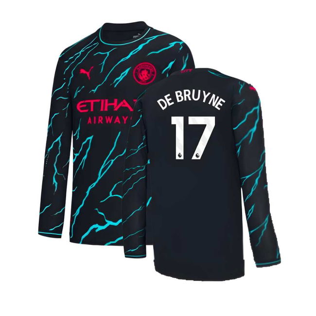 2023-2024 Man City Long Sleeve Third Shirt (DE BRUYNE 17) (Fan Favo...