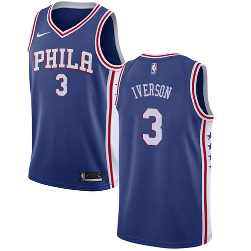 Official PHI #3 Allen Iverson 2024 Icon NBA Swingman Jersey Blue -