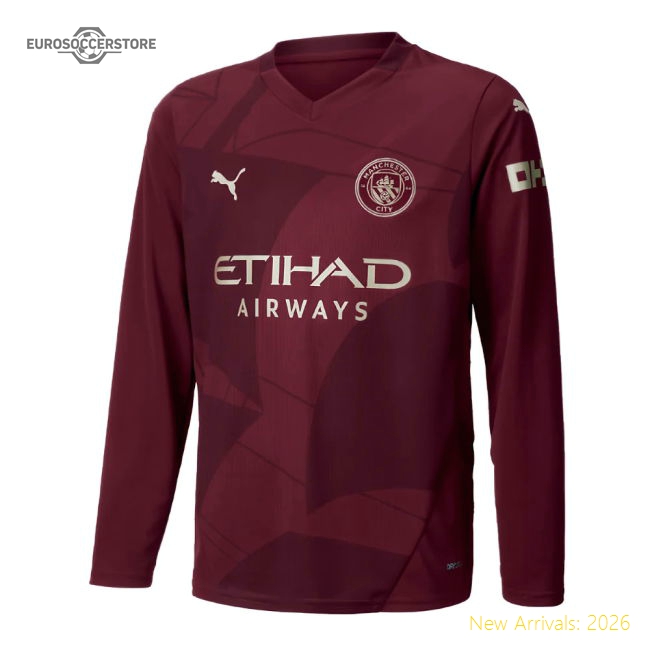 Premium 2024-2025 Man City Third Long Sleeve Shirt (kids) - Premium