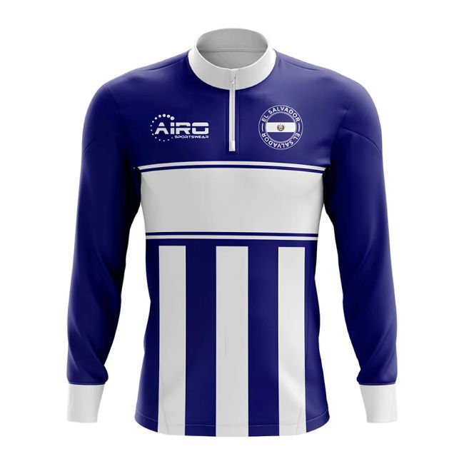 Elite El Salvador Concept Football Half Zip Midlayer Top (Navy-White)