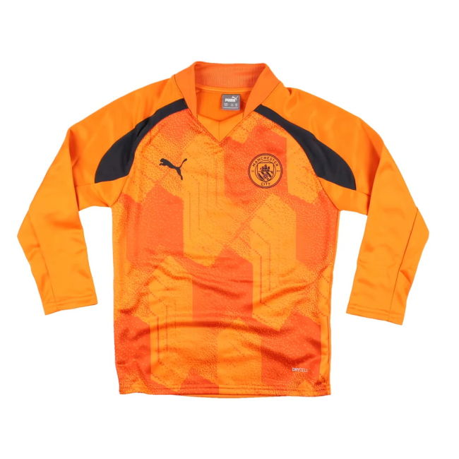 2023-2024 Man City Pre-Match LS Sweat Top (Orange) - Kids (Collecto...