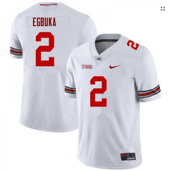 Men's OSU Ohio White 2024 alternate jersey Emeka Egbuka #2 stitched