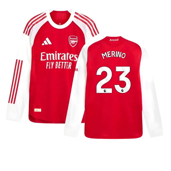 2025-2026 Arsenal Authentic Long Sleeve Home Shirt (Merino 23) - pr...