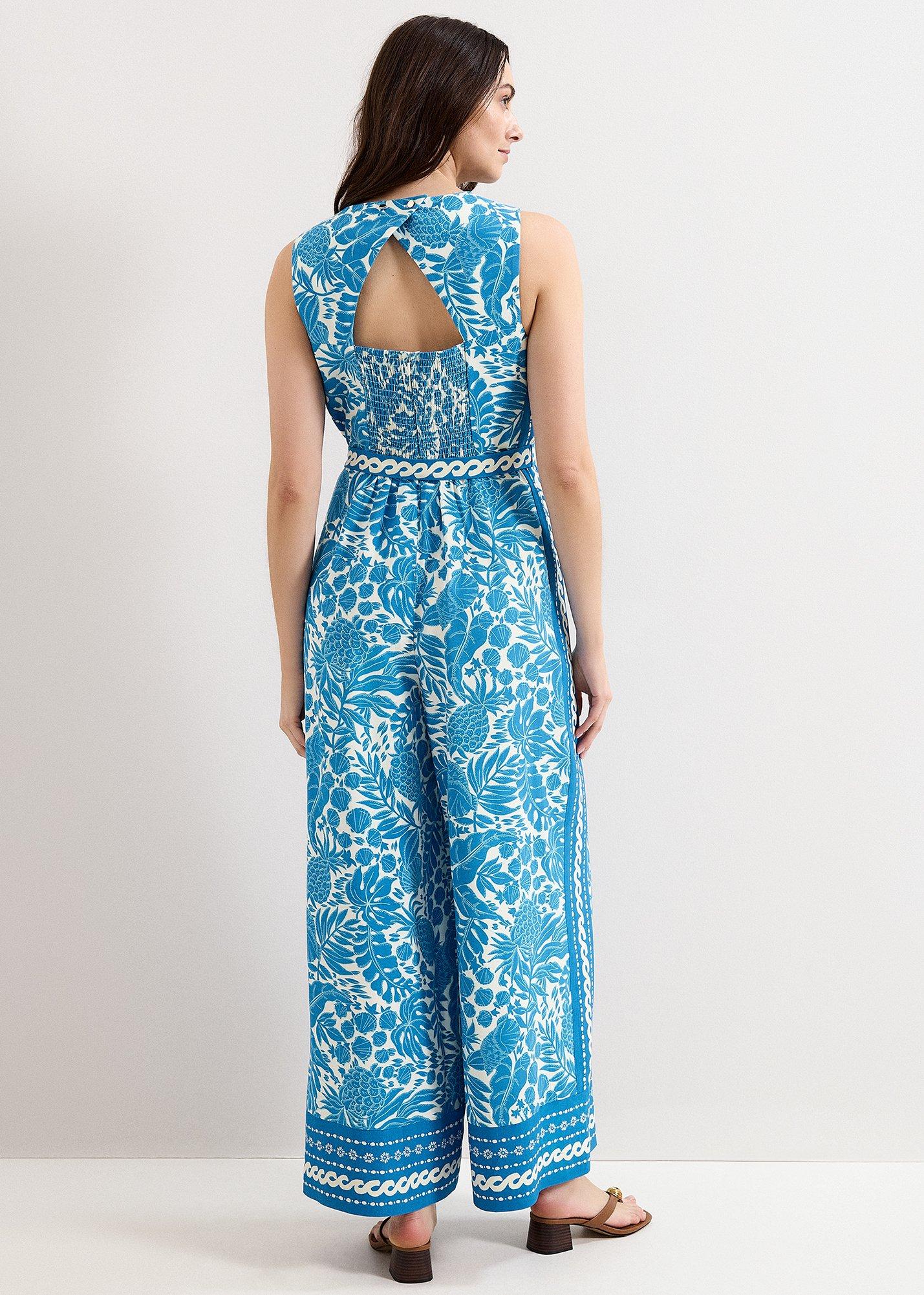 Petite Cyra Blue Printed Jumpsuit