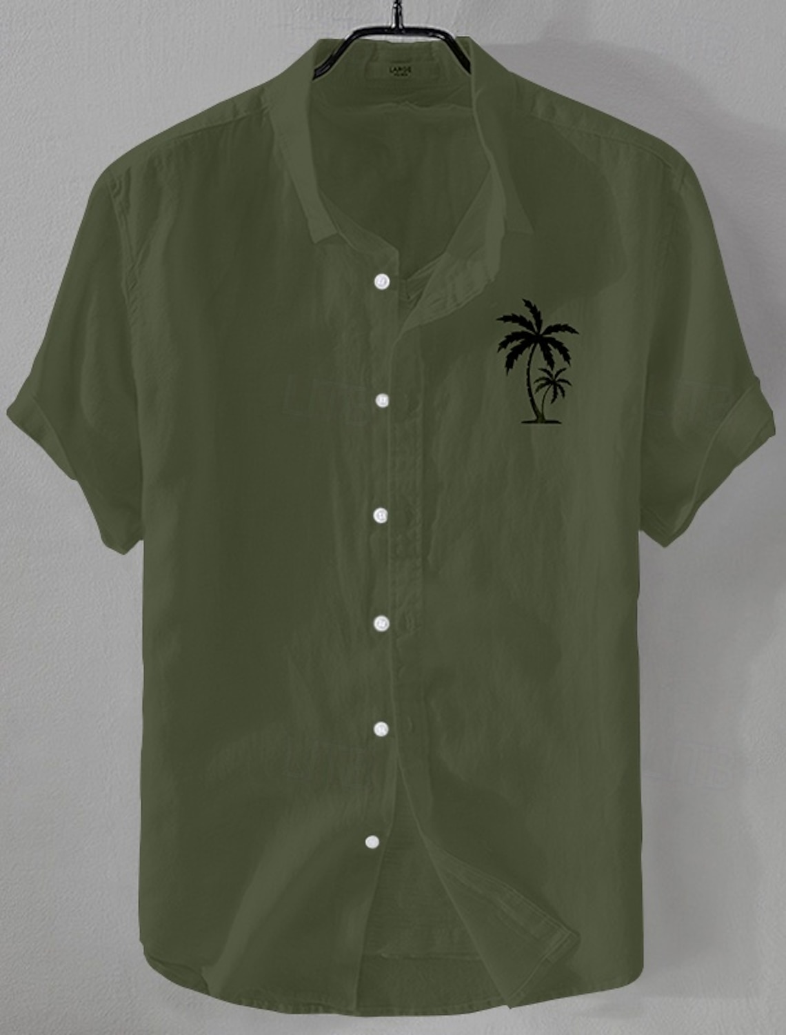 Men's Linen Shirt Minimalist Aloha Shirt Casual Shirt Cotton Linen Shirt Button Up Shirt Coconut Tree Vacation Street Black White Pink Dark Navy Short Sleeve Lapel Summer Clothing Apparel Button-Down