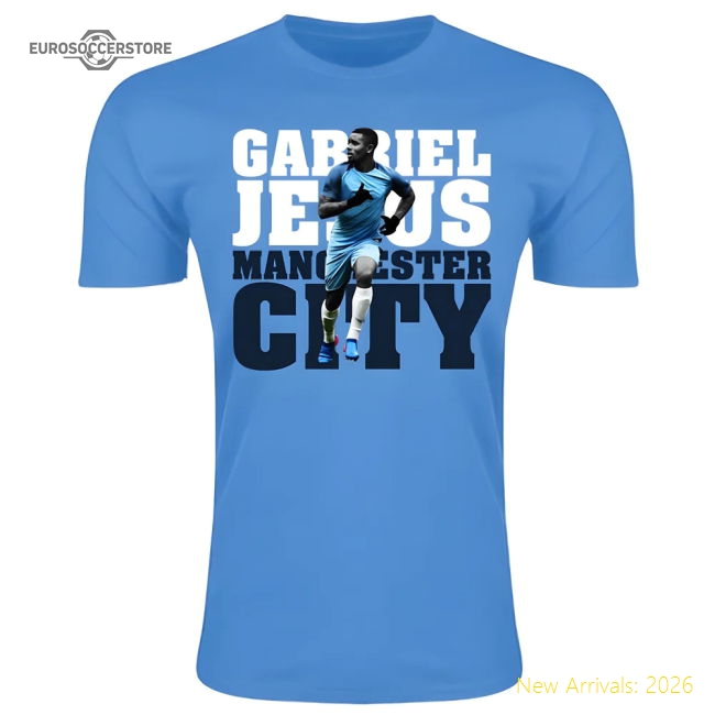 Gabriel Jesus Man City T-Shirt (Sky) - Kids