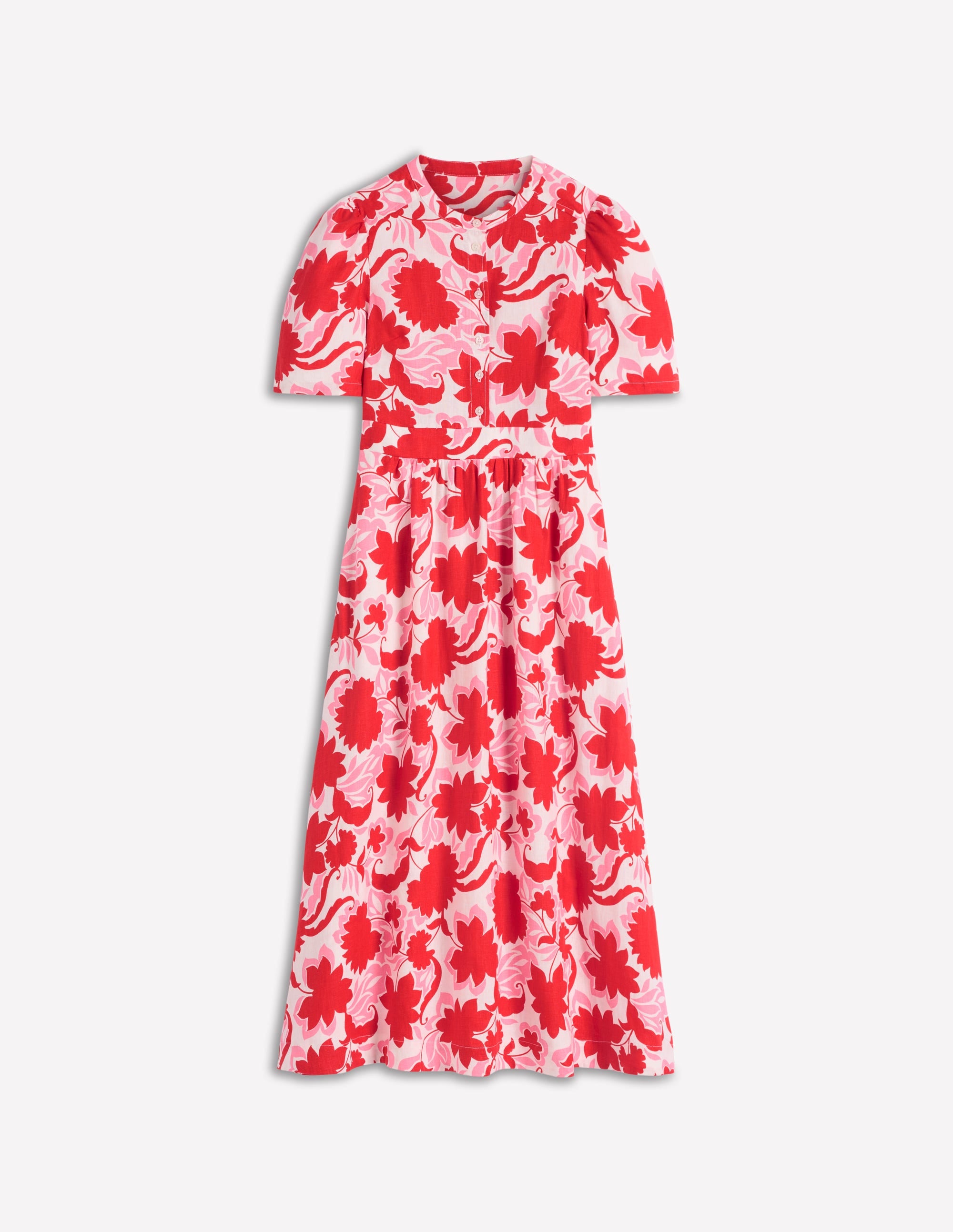 Ivy Placket Linen Midi Dress