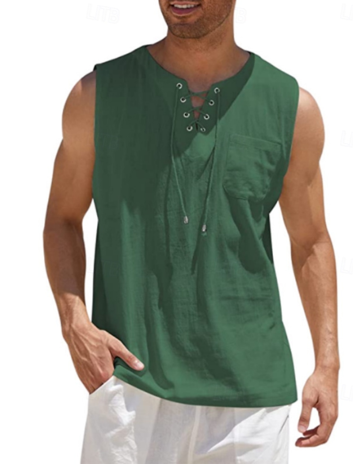 Men's Tank Top Vest Undershirt Sleeveless Shirt Sleeveless V Neck Summer Spring Plain Fashion Classic Comfortable Drawstring Casual Gym Street Black White Navy Blue Top Tee for Men