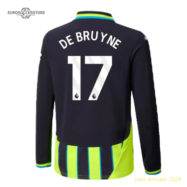 Manchester City 2024-25 Away Fan Version For Kids Bruyne Soccer Jersey