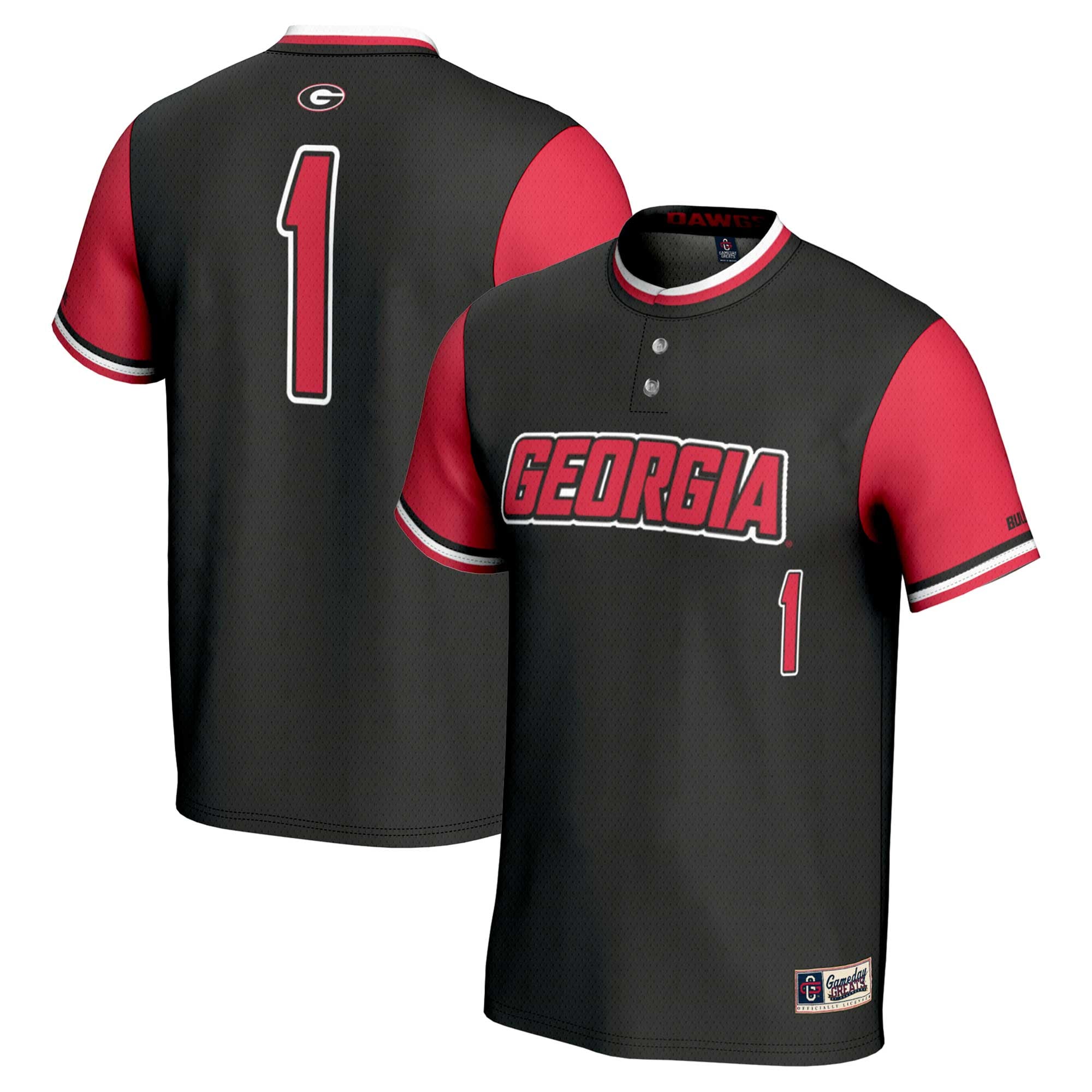#1 Georgia Bulldogs GameDay Greats Youth Lightweight Softball Jersey - Black
