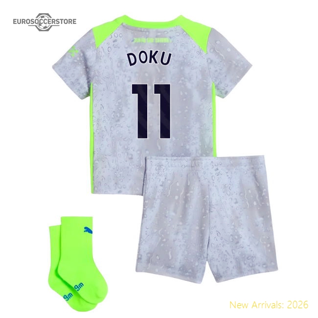 Top-Grade 2025-2026 Authentic Man City Third Baby Kit Doku 11