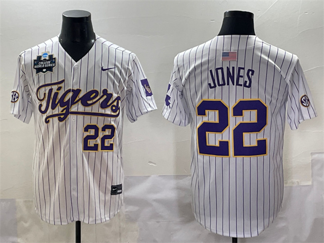 Men's LSU Tigers LA White 2025 moisture wicking Jared Jones #22