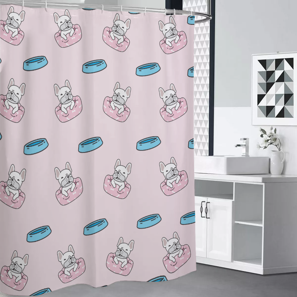 Breed-specific Kobe - French Bulldog Shower Curtains Outdoor Use