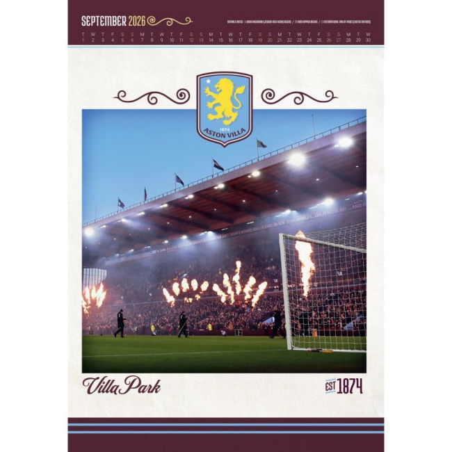 2025-2026 Aston Villa Club Home Uniform (Calendar 2026)