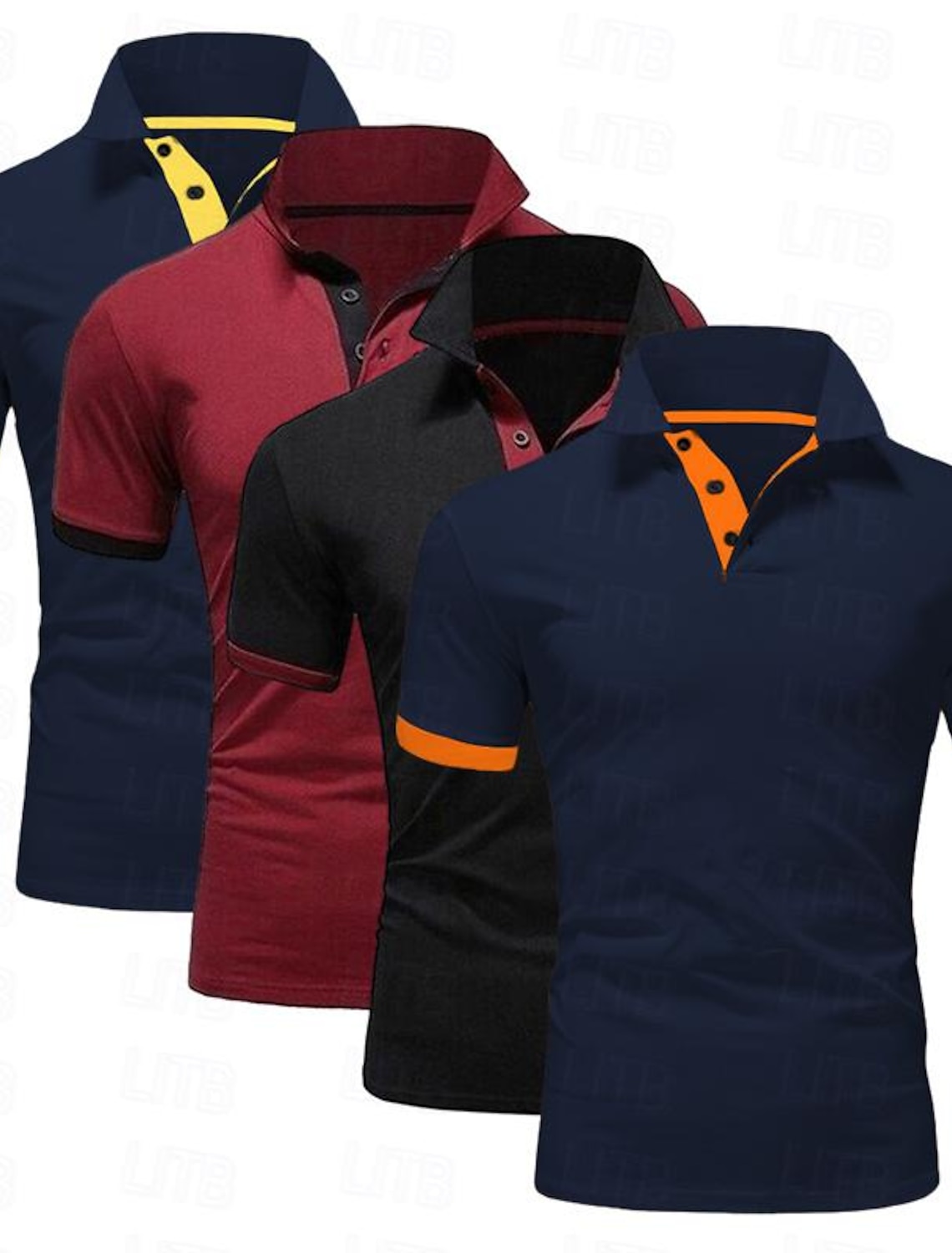 4 Pack Men's Polo T-Shirt Golf Shirt Casual Sports Workwear Office