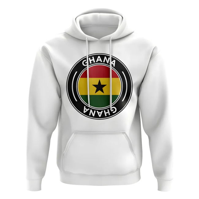 Top-Tier Ghana Football Badge Hoodie (White) Elite Tournament-Edition
