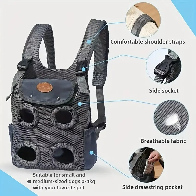 PupPack French Bulldog Chest Carrier – Breathable Double-Shoulder Front Backpack