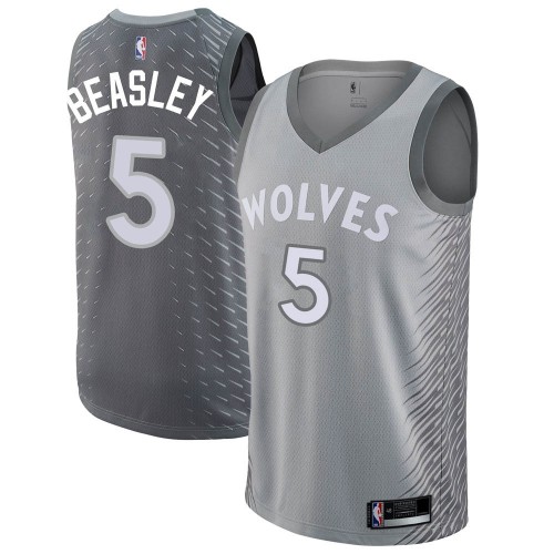 T-Wolves #5 Malik Beasley Authentic 2024 City NBA Jersey - Silver