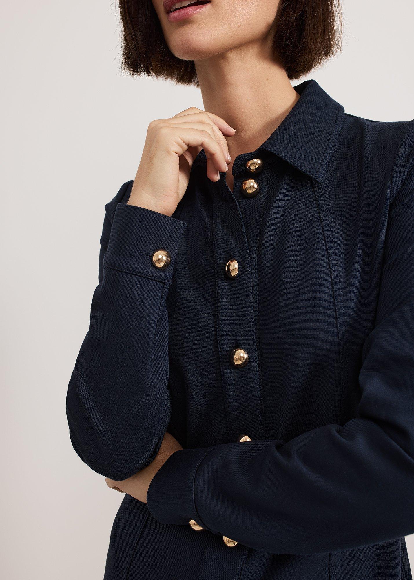 Mavery Navy Button Through Mini Dress