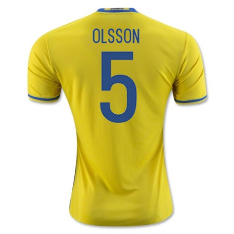 Professional Grade Sweden Home 2016 5 Olsson Soccer Jersey Shirt