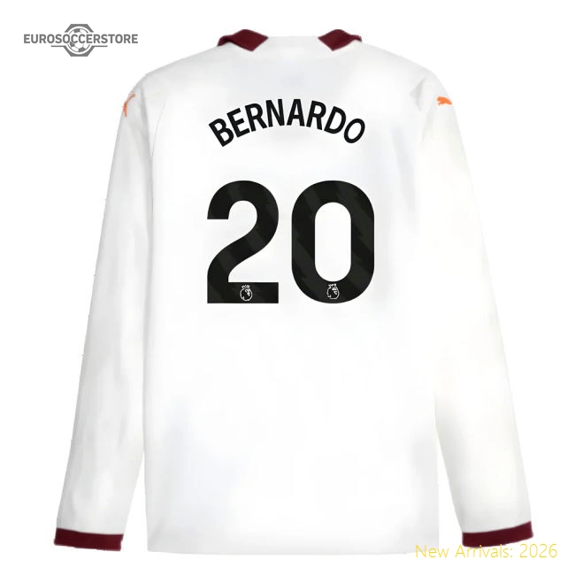 2023-2024 Man City Long Sleeve Away Shirt (BERNARDO 20)