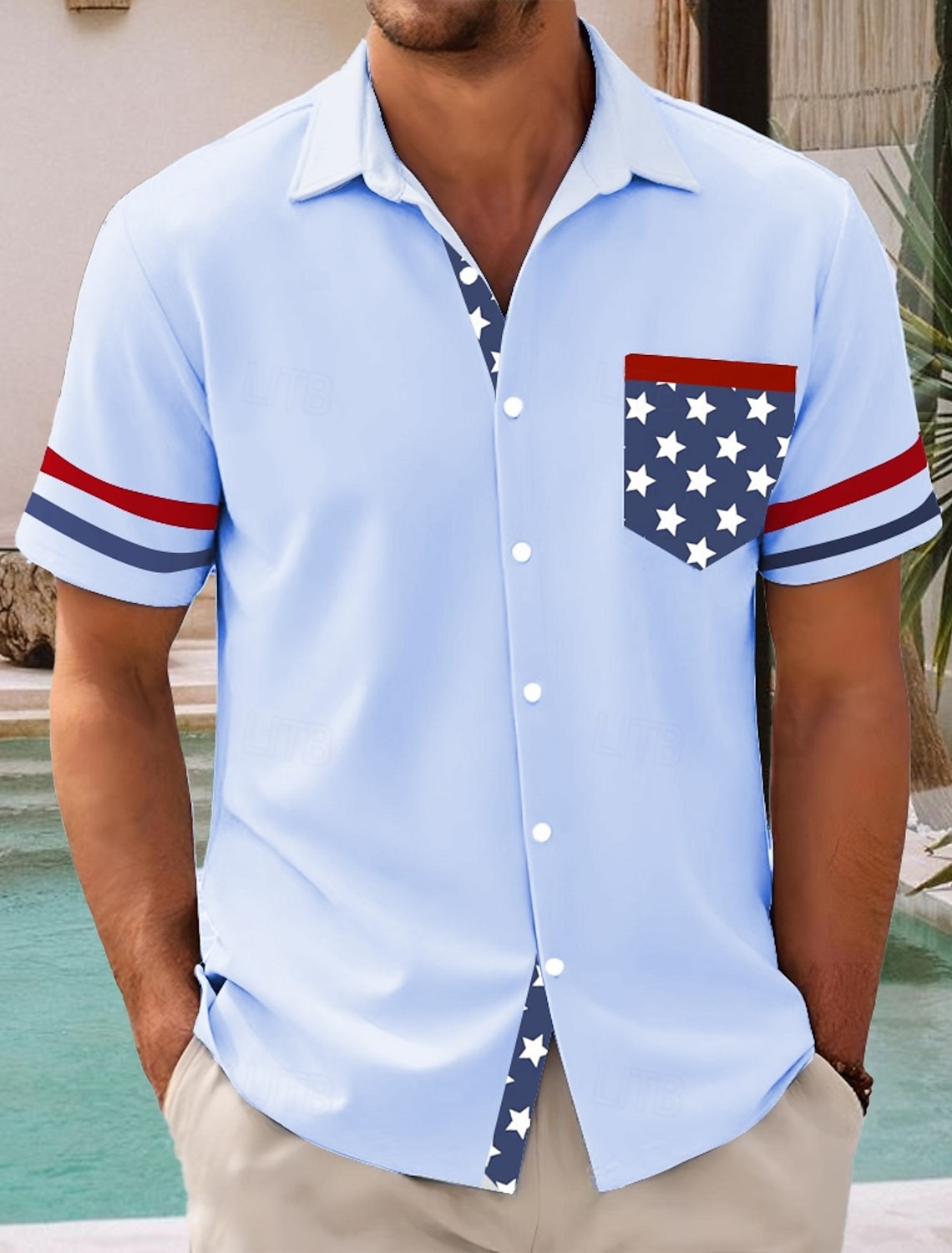 Independence Day Men's American US Flag Patriotic Fourth of July Shirt Summer Shirt Button Up Shirt Short Sleeve Fashion Casual Holiday Summer Spring Turndown 3D Print