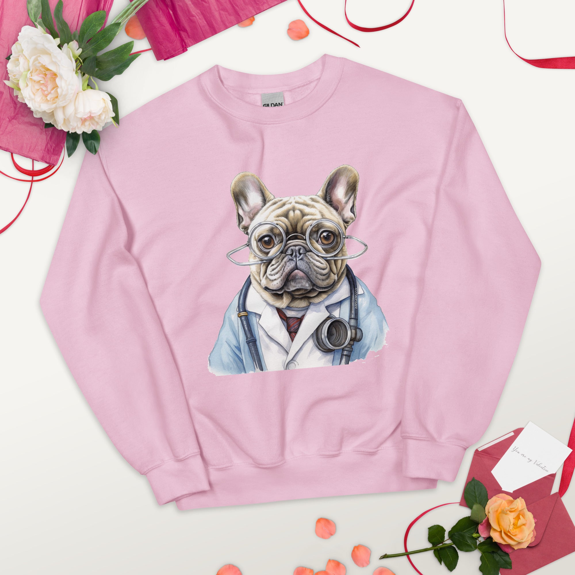 French Bulldog Doctor Frenchie Unisex Crew Neck Sweatshirt Durable Dog Item