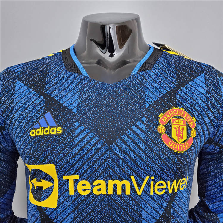 Lightweight Man Utd Manchester United 21-22 Third Blue Soccer Jersey