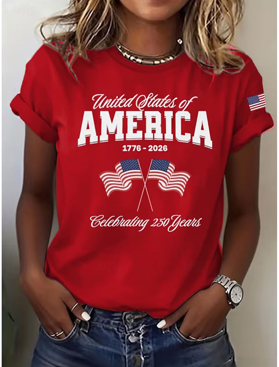 American Independence Day Women's T Shirt Print Graphic Letter American Flag Stylish Classic Casual Short Sleeve Crew Neck Regular Tops Daily Blue Black White Red Summer Spring