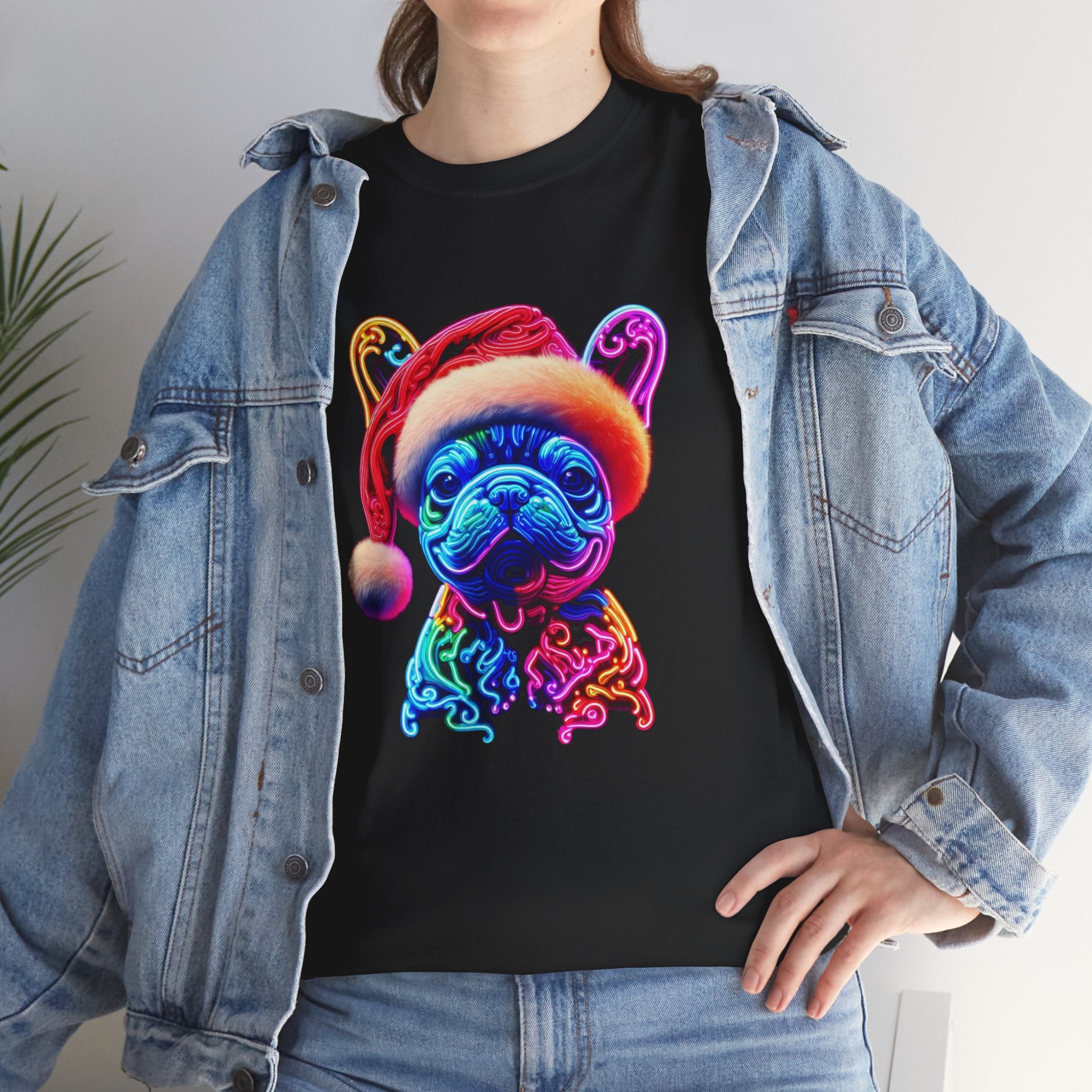 Christmas Vibes - Dog Owner Unisex Cotton T-shirt Frenchie Themed Wear