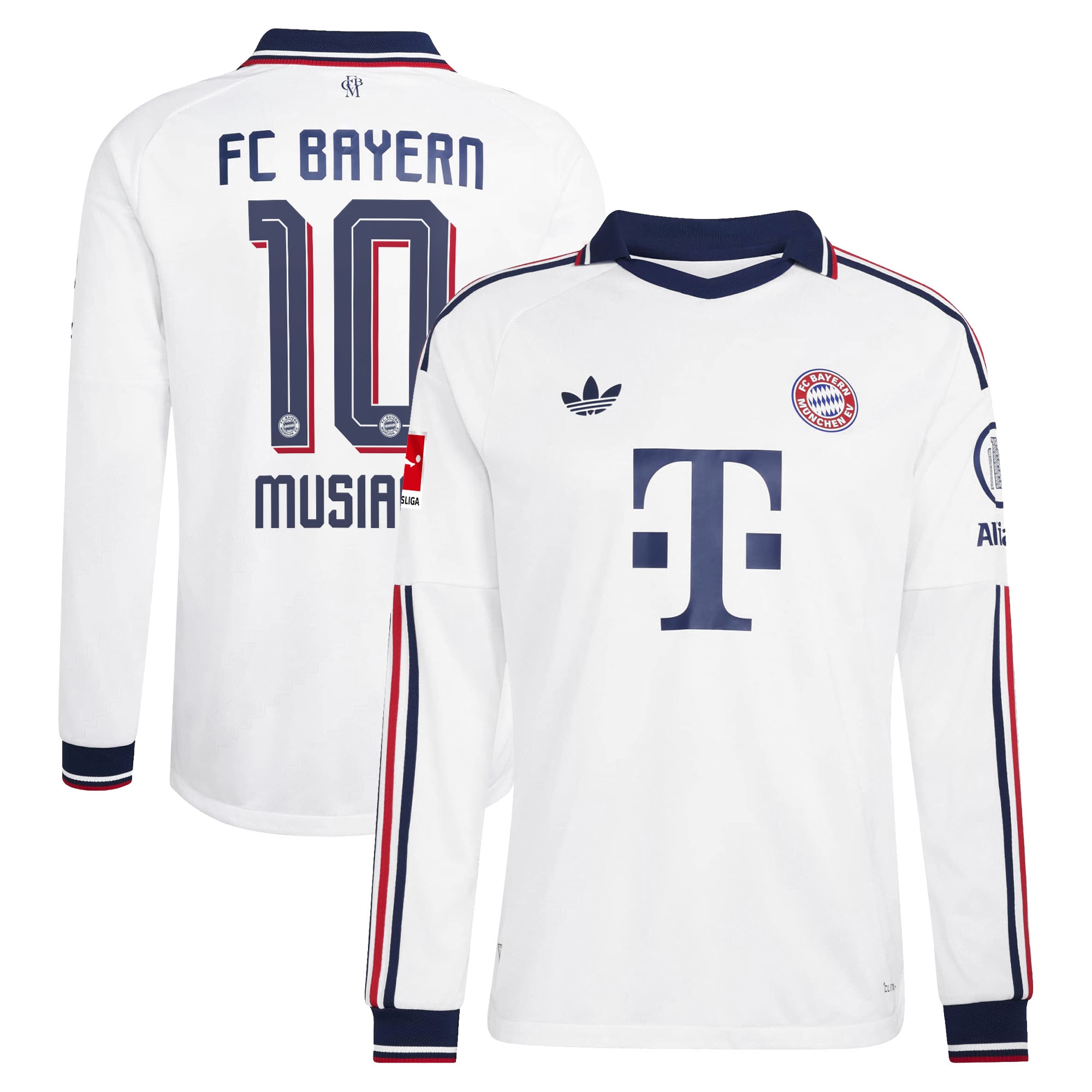 [SJH] Jamal Musiala #42 Bayern Munich 2026/27 Away On-Field Authentic Long Sleeve Jersey - White